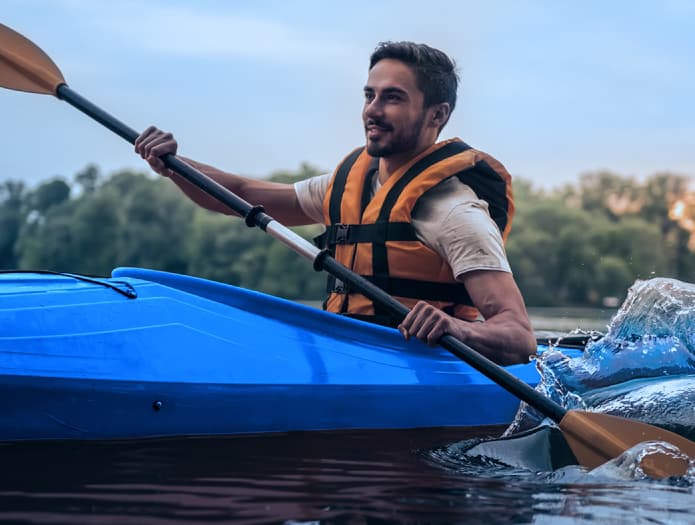 man kayaking